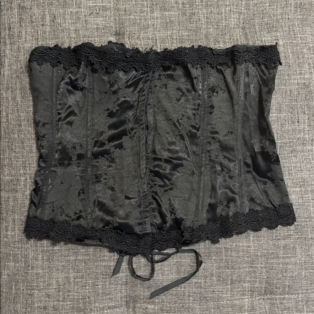 Intimate Attitudes Black Lace-Up Corset Bustier Top Size 42 Y2K Goth